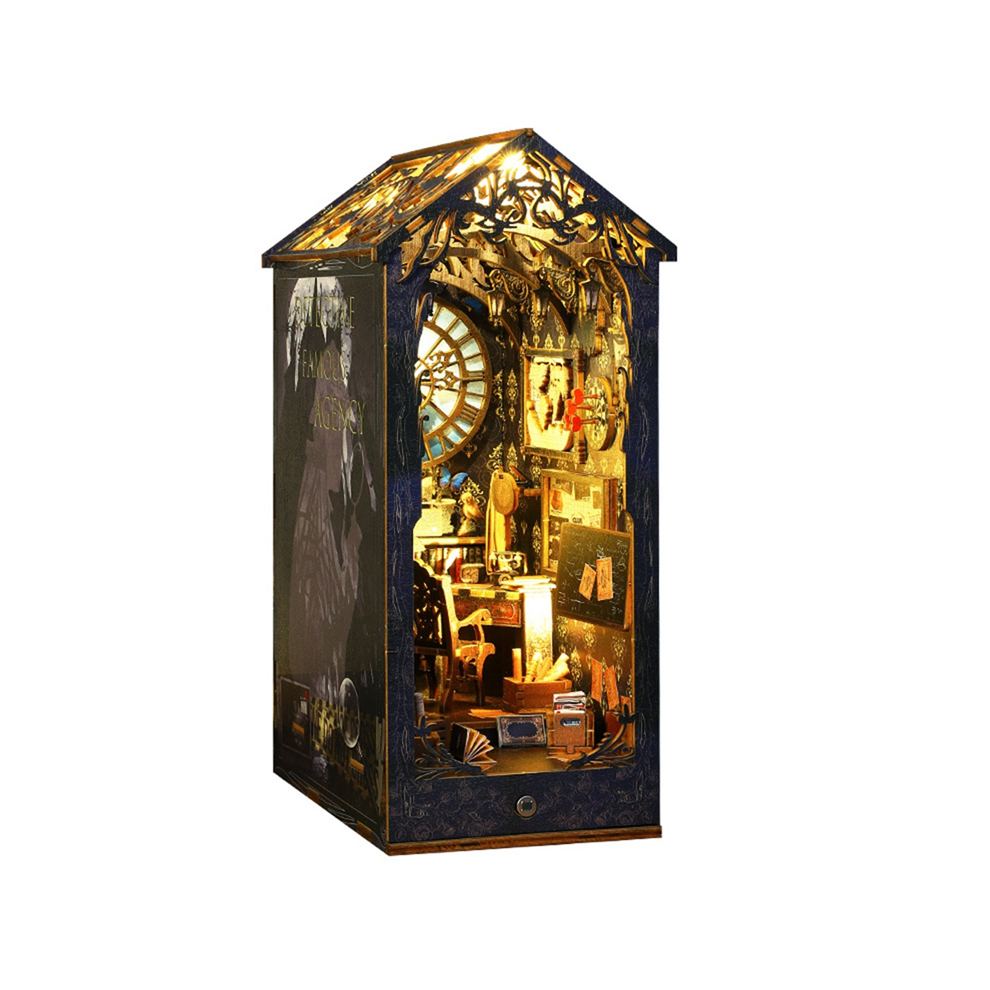 Jehiatek Diy Book Nook Kit, Booknook Bookshelf Insert Decor Alley, With Lights, 3D Wooden Puzzle Decorative For Kids/Adults
