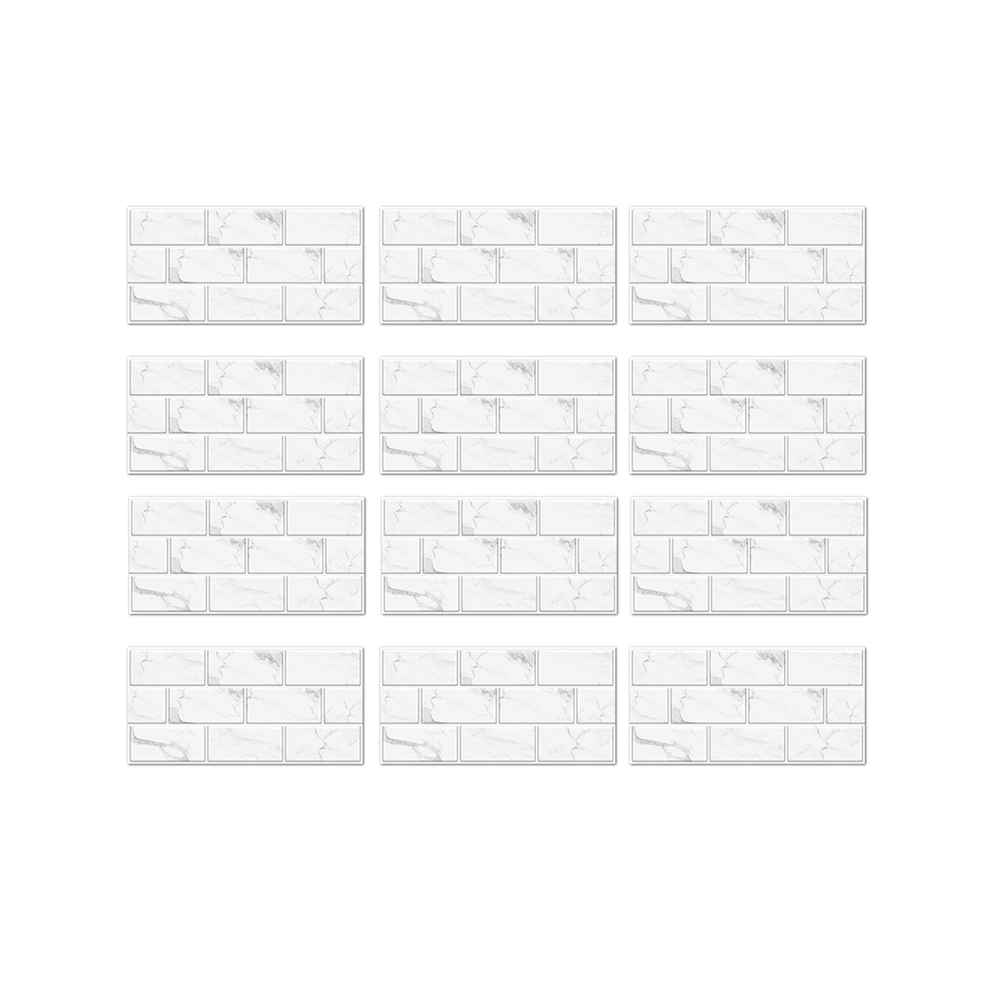12-Sheet Peel And Stick Backsplash Tile, Faux White Marble Look Pvc On Tiles For Kitchen 12X6inch 4852398686450