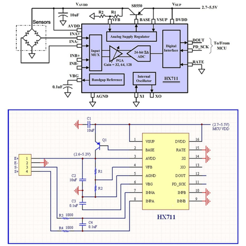 Digital Load Cell Weight Sensor-4 Sets 1KG HX711 AD Weighit Amplifier Module Pressure Sensor 2