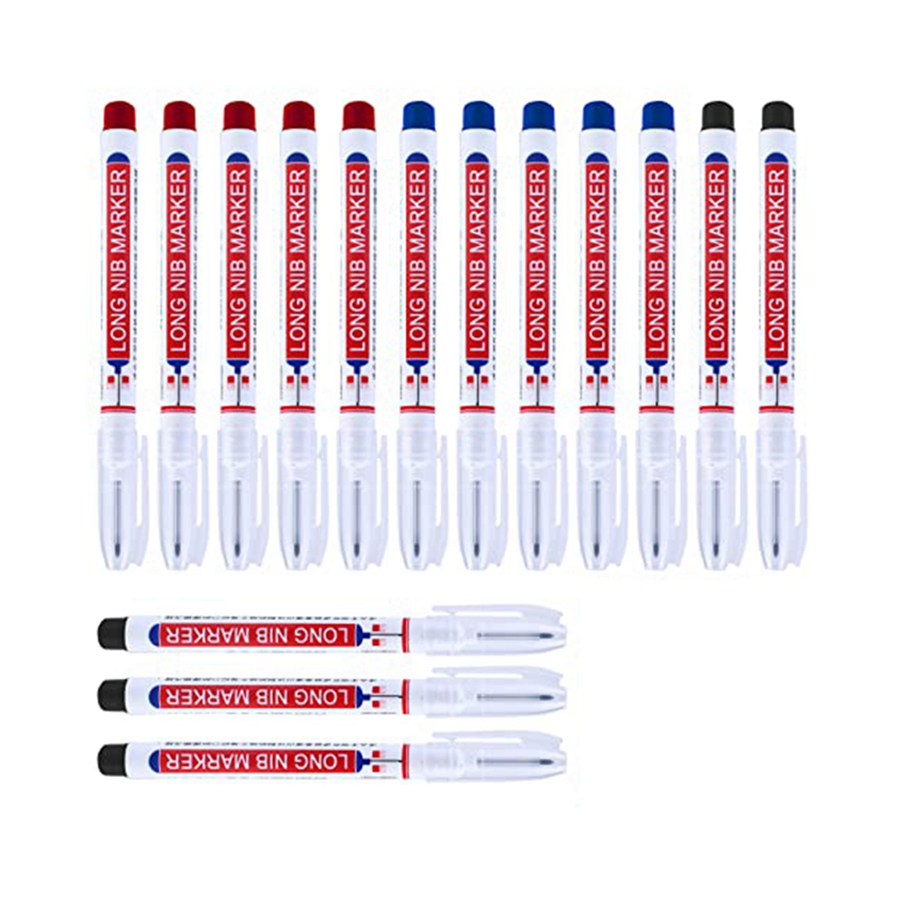 15 Pcs Deep Reach Markers Long Nose Marker Waterproof Hole Carpenter Ink 3 Colors 4852398690747