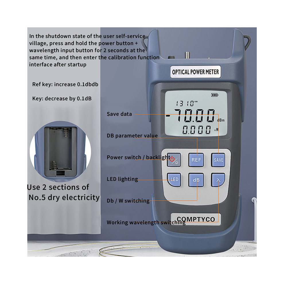 Handheld Optical Power Meter Fiber Tester Attenuation Test With Fc/Sc Adapter(Opm -70 -+10Dbm) 4852398698453