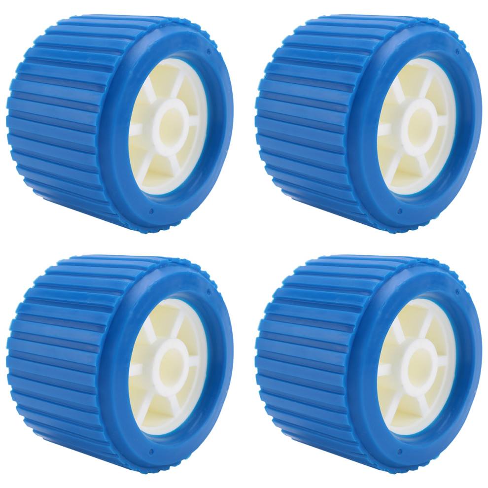 4Pcs Boat Trailer Ribbed Wobble Rollers, Roller Ramp Rollers Lift Wheels Kit For Yacht 4852398696909