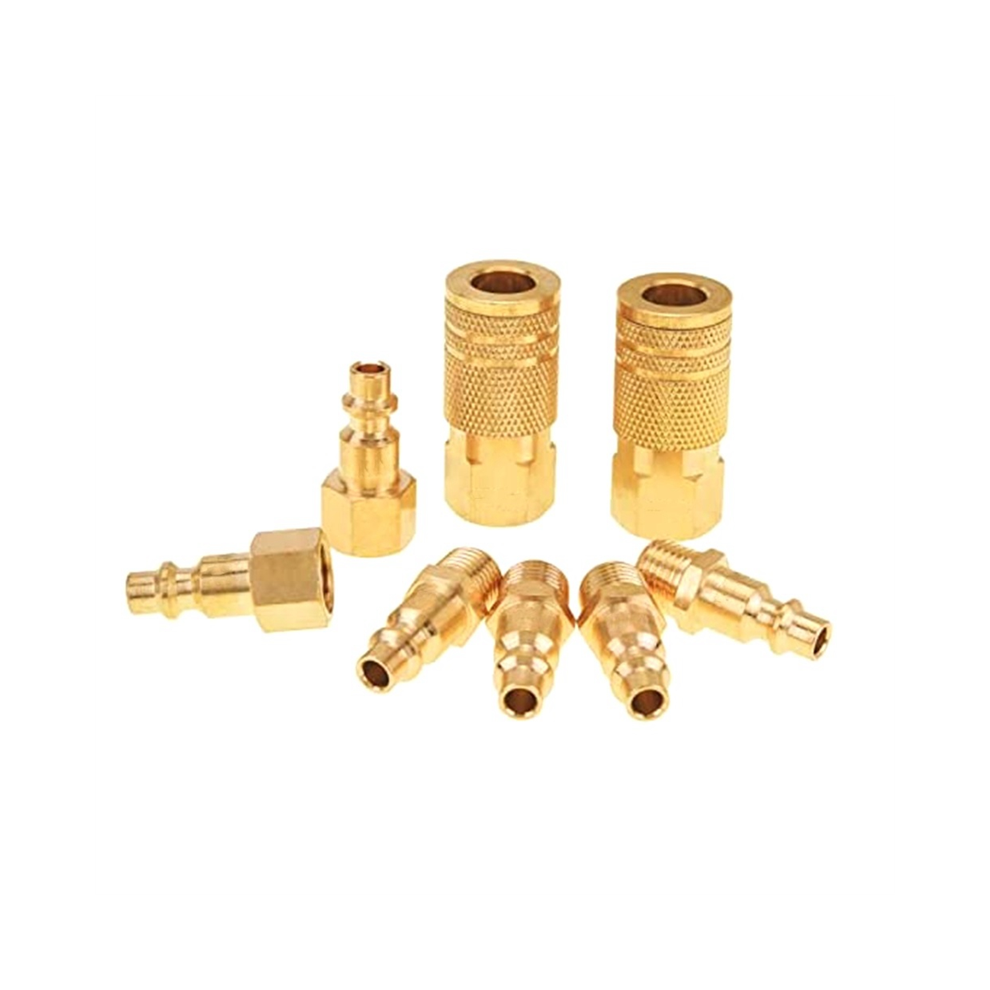 8-Piece Air Coupler And Plug Kit Quick Connector Fittings 1/4Inch Npt Industrial Brass Hose Fitting For Tool 4852398699153