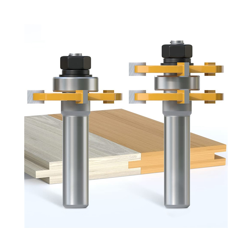 2Pcs 8Mm Shank Joint Assembly Router Bit Set Tongue & Groove T-Slot Milling Cutter For Woodwork Cutting Tools 4852398604973