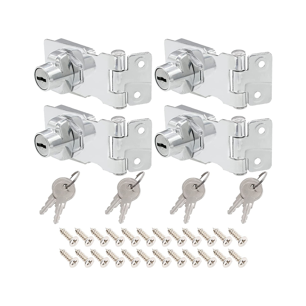 4 Pcs Keyed Hasp Locks 2.5 Inch Twist Knob Locking Hasp, Metal Safety Latches Different 4852398603327