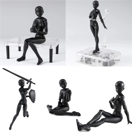 PVC Model with Box Drawing Figure Models for Artists(Female+Male,Black) 2