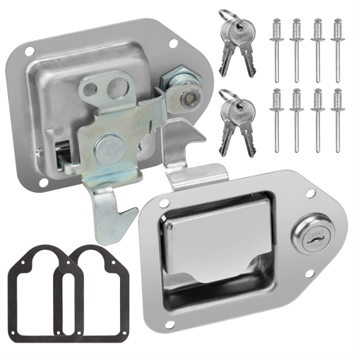 Truck Tool Box Latch Replacement Stainless Steel Toolbox Paddle Lock Handle with Keys for RV Trailer 2