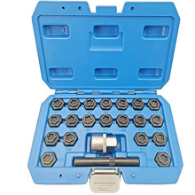 22PCS Wheel Locking Nut Key Kit, Lock Socket Adapter Set, Anti-Theft Lug Removal Tool