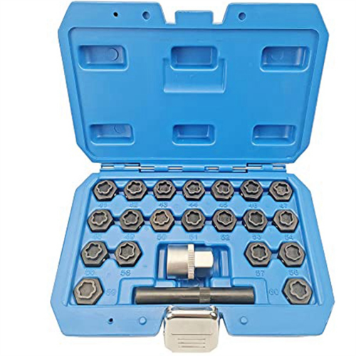 22PCS Wheel Locking Nut Key Kit, Lock Socket Adapter Set, Anti-Theft Lug Removal Tool