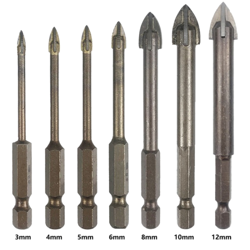 Tile Drill Bit Concrete Cement Multi-Function Punch Hole Opener Four-Edged Triangular Set Carbide 2
