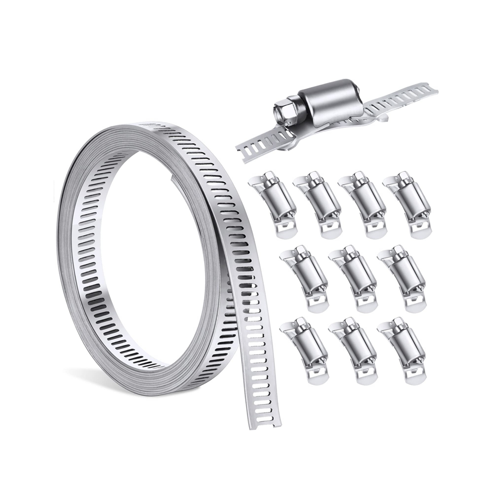 Hose Clamp Stainless Steel Diy Pipe 9.84Ft Adjustable Band With 10 Pieces Attachment 4852398605710