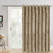 (Beige, 66" x 84" (167cm x 210cm)- 1 Panel Curtain) Luxury Velvet Curtains Eyelet Ring Top Ready Made Blackout Curtains Living Room Bedroom