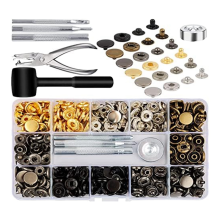Leather Snap Fasteners Kit, 120 Set Metal Buttons Studs with 6 Setting Tools, for Clothes, Bracelets, Jackets