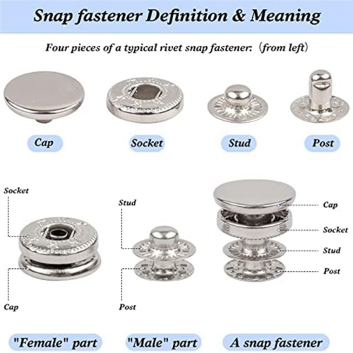 Leather Snap Fasteners Kit, 120 Set Metal Buttons Studs with 6 Setting Tools, for Clothes, Bracelets, Jackets 2