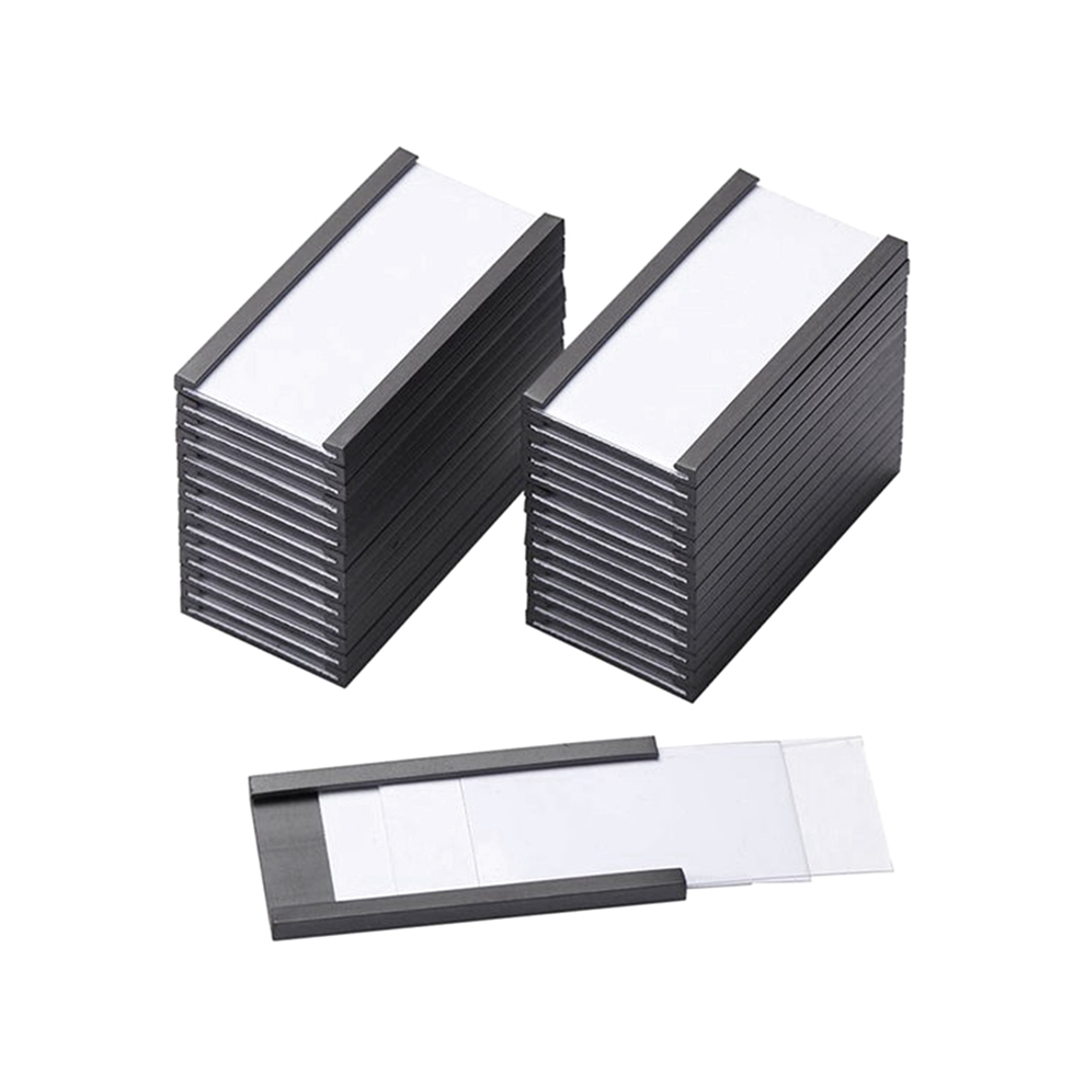 100Pcs Magnetic Label Holders with Data Card Clear Plastic Protectors for Metal Shelf (1 x 2Inch)-image-OPC-PJ88H8W-NEW