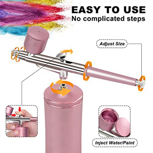 Airbrush-Kit Rechargeable Cordless Airbrush Compressor - Auto Handheld , Set (Pink) 1
