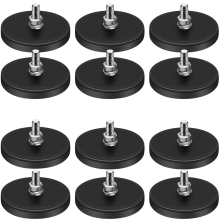 Rubber Coated Magnets,22LBS Neodymium Magnet Base with M6 Threaded Bolts and Nuts,Strong Magnets Hold 12PCS