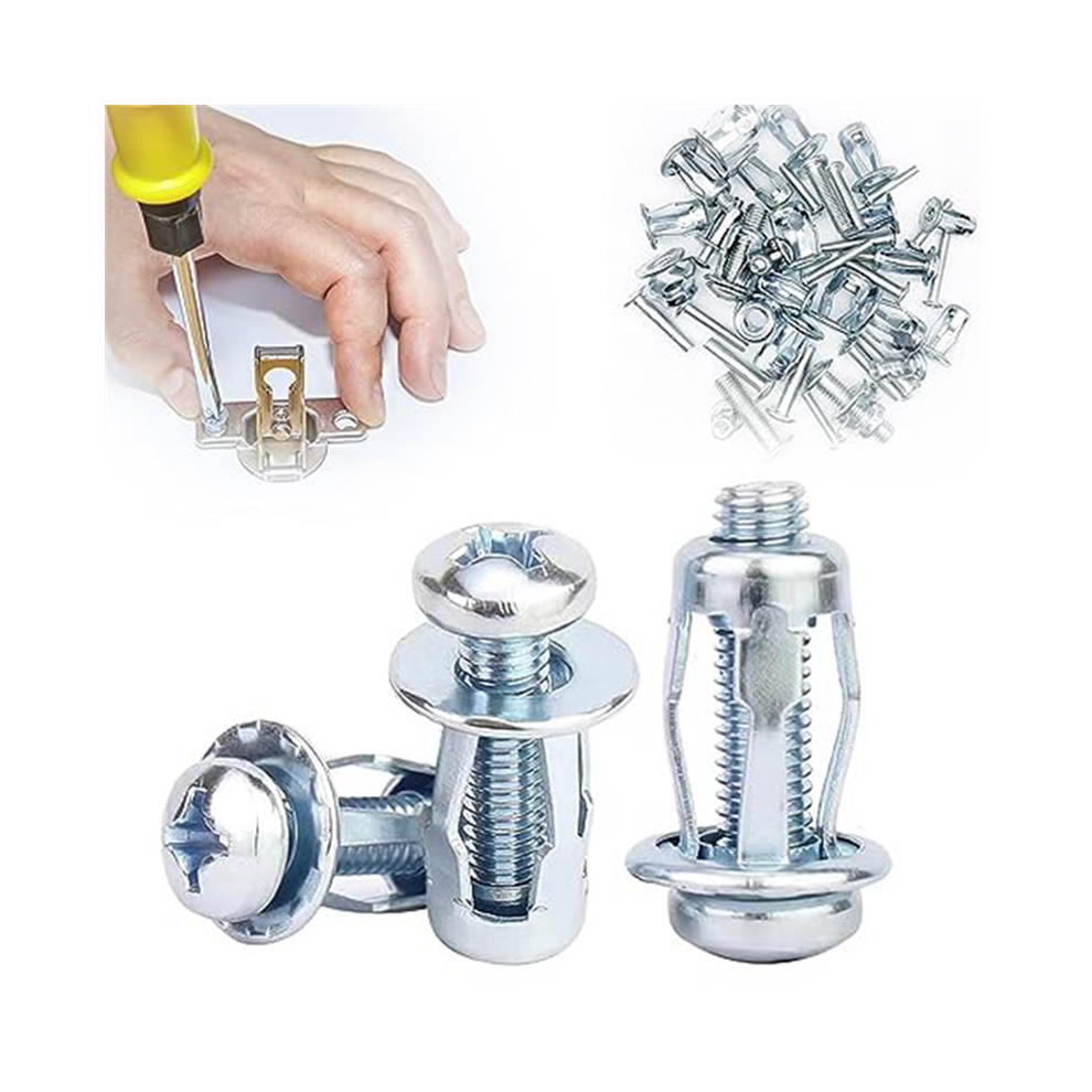 Expansion Screw Petal Nut, x 20 Shape Metal Nut Jack Nuts for Hollow Wall Iron Plastic Thin C-image-OPC-PJ88KBB-NEW