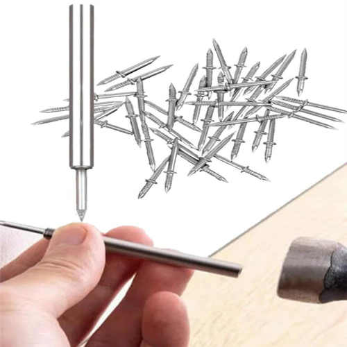 100Pcs Double-Head Skirting Thread Seamless Nail, Line Without Marks Nail with Sleeve Tool 2