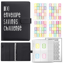100 Envelopes Challenge Binder, A5 Money Budget Binder with Cash Savings Challenges Book to Save 5,050 Black