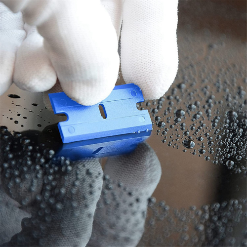 200PCS Plastic Blade Double-Edged Set Safety Glass with to Remove Sticker Label Blue. 2