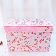 (Pink Bear KT, Large) Fabric Cartoon Cute Storage Box With Hello Kitty Kuromi Print Design For Living