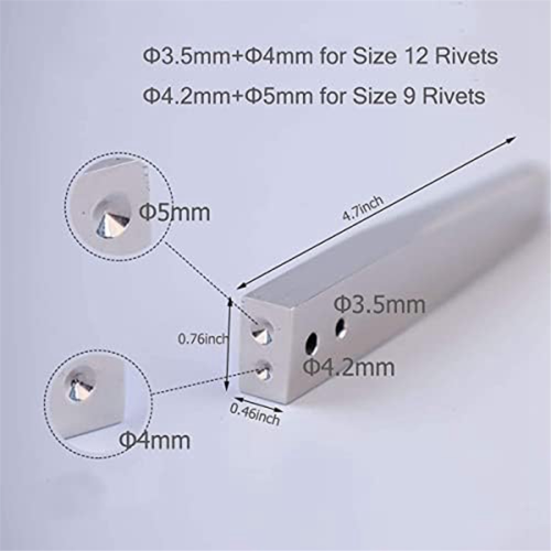 Copper Rivets Burrs Setter,Rivet and Setter 2-in-1 9 12 Rivet Fastener Install Tool for Installing 2