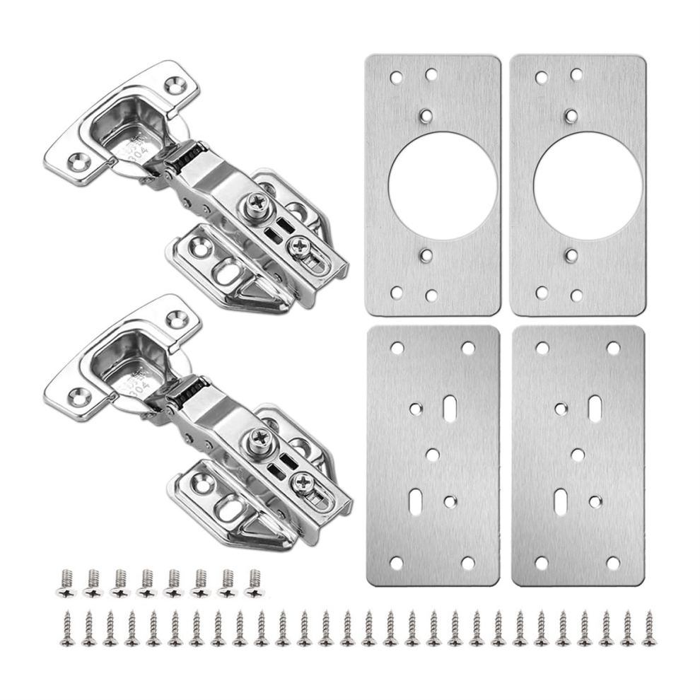 4Pack Cabinet Hinge Repair Plate With 2Pack Full Overlay Soft Closing Hinges-Hinge Kit For 4852398644467