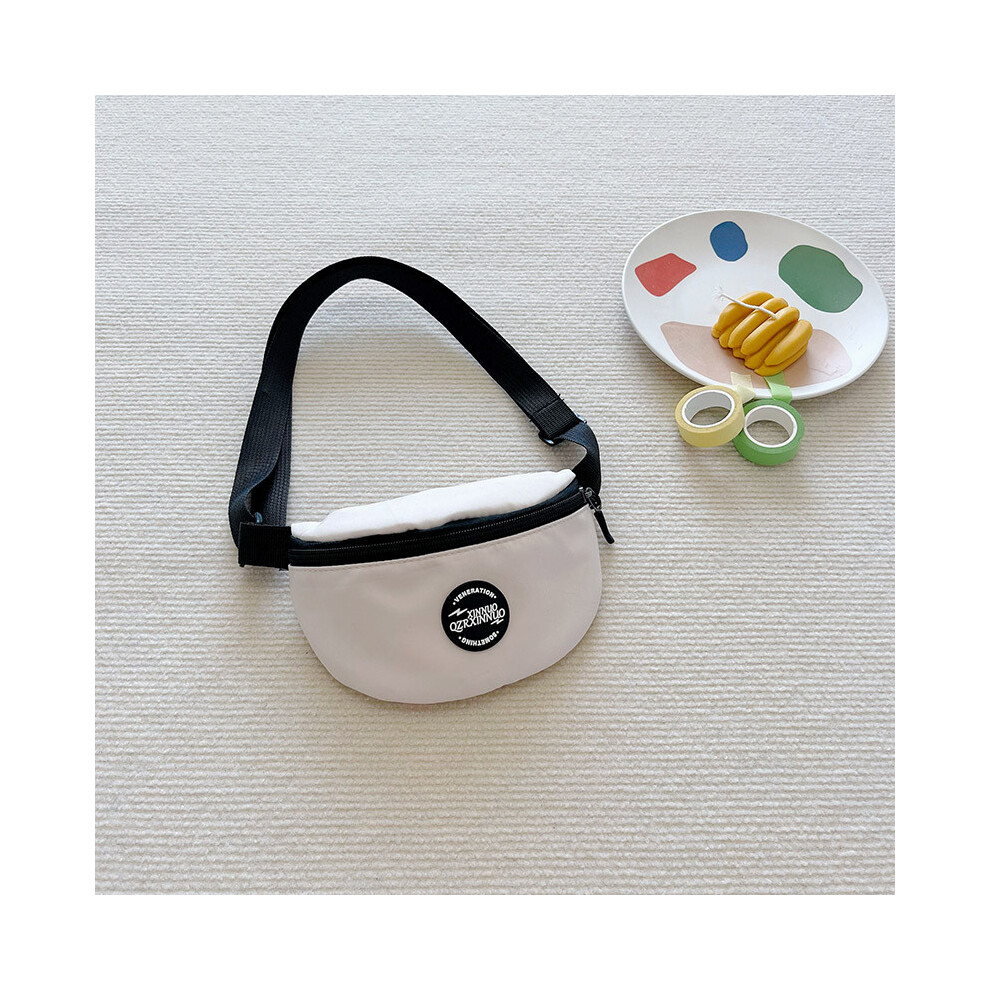 (White) Children Nylon Stylish Waist Pack Simple Solid Color Letter Design For Boys Girls And-image-OPC-PJ88XCY-NEW