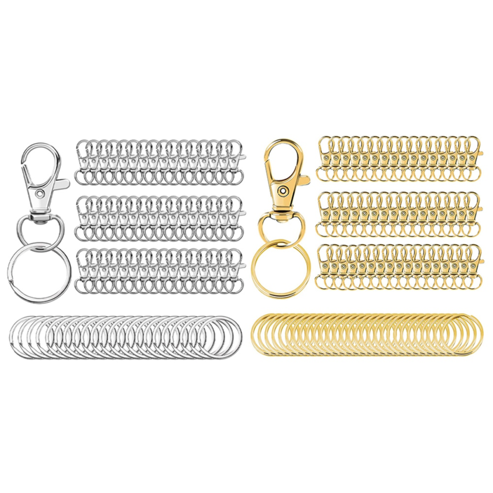 100Set Metal Swivel Snap Hooks With Key Rings For Keychain Clip, Lanyard, Key, Art Crafts, + Silver/Gold 4853504680164