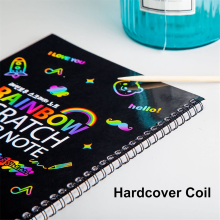 2Pcs Rainbow Scratch Paper Children'S Art Book Black DIY Card Neon with Wood Stick