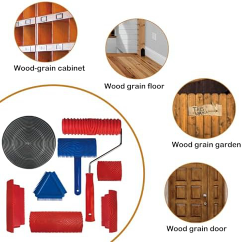 Wood Grain Tool Set,Printed Art Tools Texture Roller,Texture for Interior Wall DIY Design Decoration 2