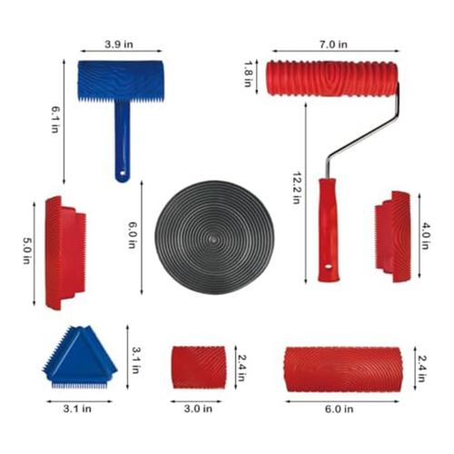 Wood Grain Tool Set,Printed Art Tools Texture Roller,Texture for Interior Wall DIY Design Decoration 1