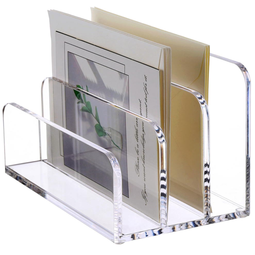 3 Compartments Mail Organizer Letter Holder for Desk ,Vertical Holder,File Sorter Acrylic-image-OPC-PJ8925M-NEW