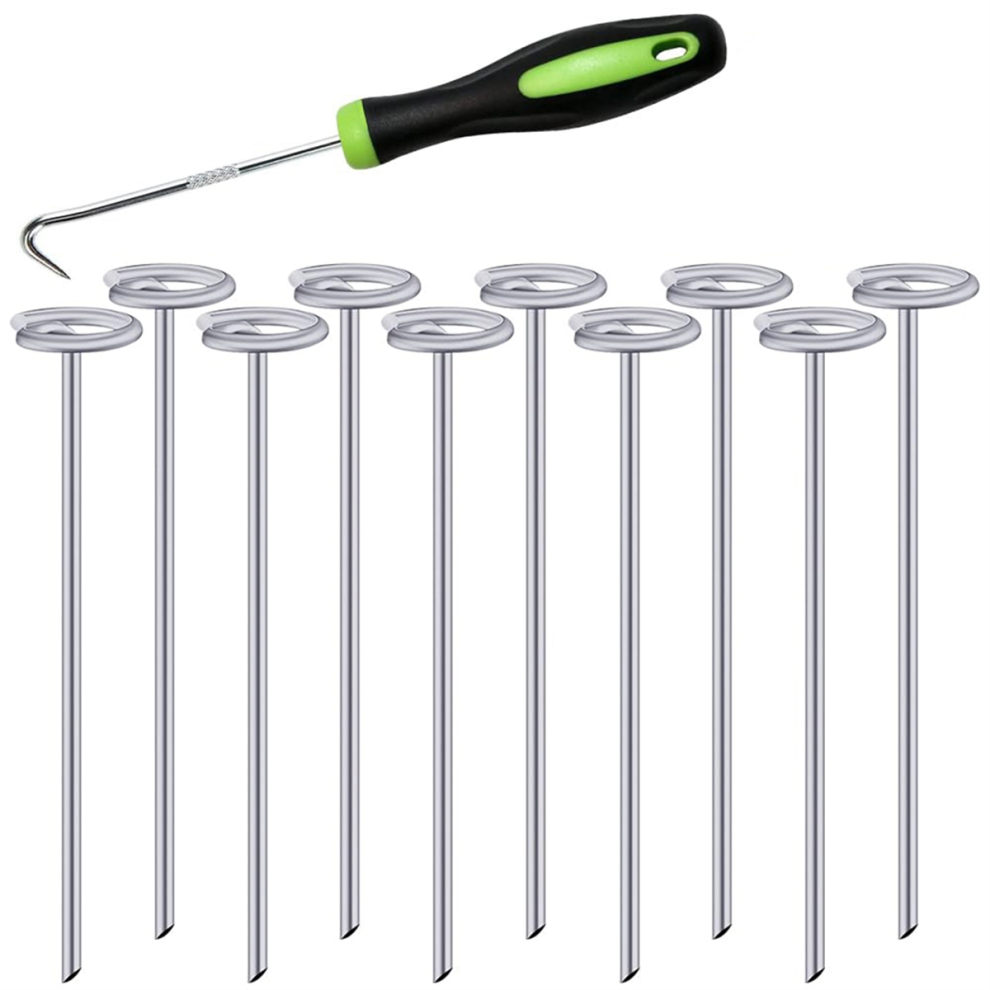 50Pcs Circle Top Landscape Staples, 6Inch Garden Stake Galvanized Fabric Stakes, Heavy Duty Yard Ground Pins 4853504686906