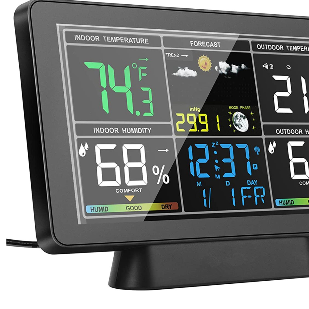 Lcd Weather Station Wireless Digital Thermometer Electric Indoor/Outdoor Hygrometer Us Plug 4853504687040