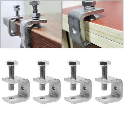 4Pcs C-Clamp Steel Pipe Square Clamp Pull Ring Adjustable Fixed Holder Clip Multi-Function Hardware Fasteners 2
