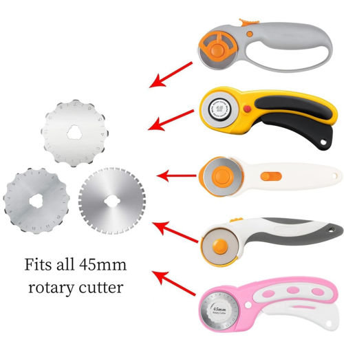 45mm Crochet Edge Rotary Cutter Blades, Skip- Perforating Replacement Blade, Pack of 6 1