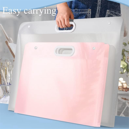 2Pcs Plastic Art Portfolio Folder Arts Storage Case for , Student Drawing Container, Kids Artworks Pink 2