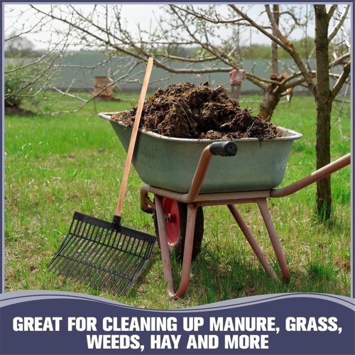 Manure Fork Replacement Head, Pitchfork Horse Rake, for Picking Up Manure, Stable Waste Removal,Black,2Pcs 2