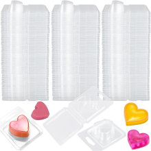 150Pack Wax Melt Container 1.3 Oz Plastic Set for Melts Clear Flip Top, Empty Candle Melt,Heart Shape