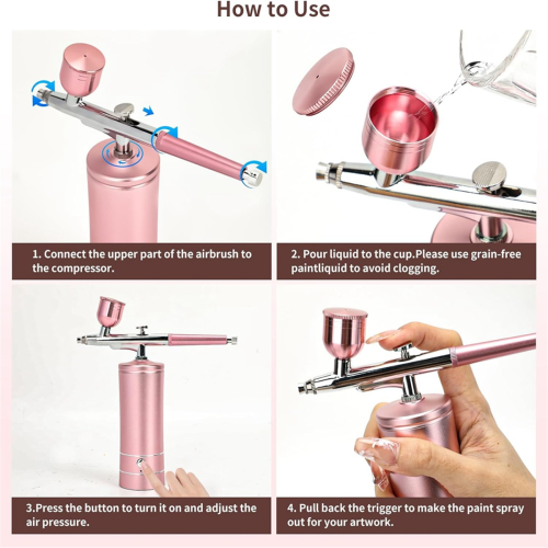 Upgraded Airbrush Set with Air Compressor Cordless Automatic Handheld Rechargeable AirBrush for Makeup C 1