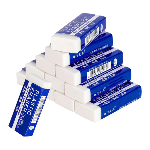 12 Pack Pencil Erasers, White Erasers for School, Art Kids Drawing Bulk