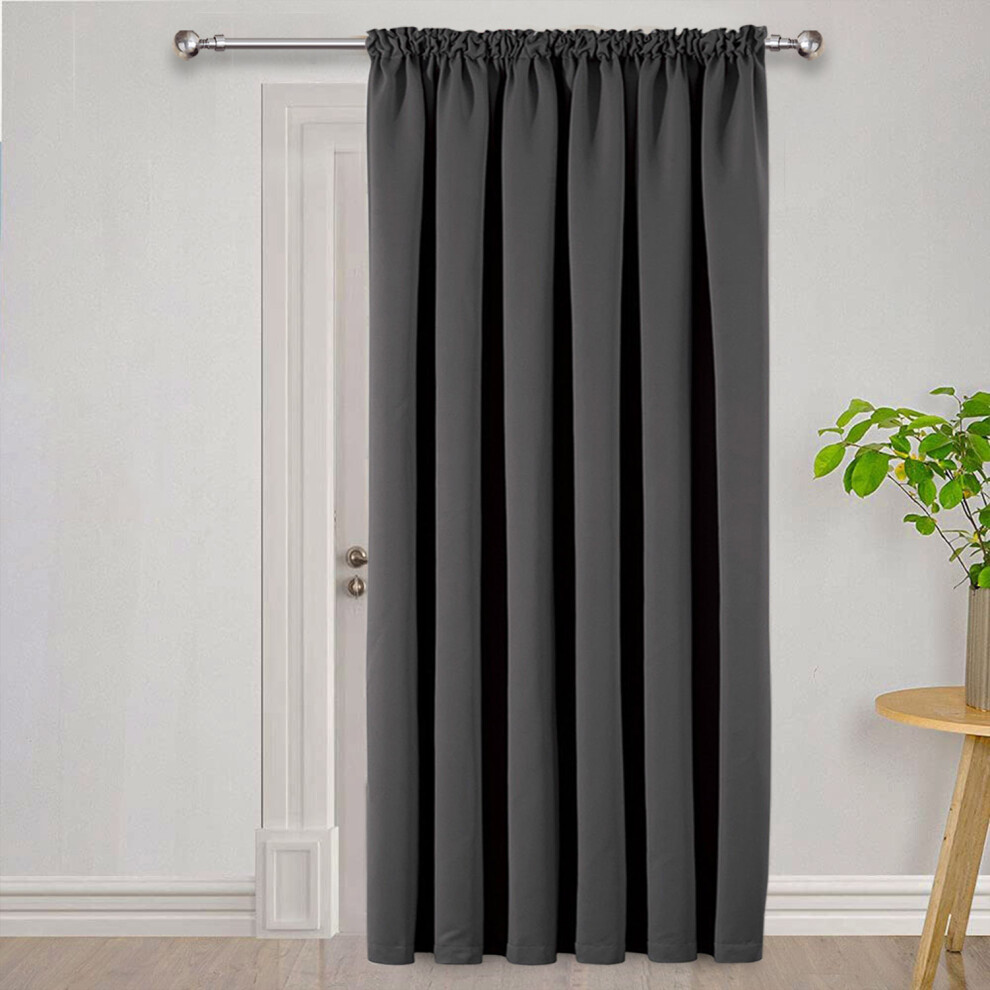 (Dark Grey, 66" X 84" OR 168cm X 213cm. (Single Panel Curtain)) 100% Blackout Curtains Thermal Insulated Pencil Pleat Curtain Pair with Tiebacks-image-OPC-PJ8RMMQ-NEW