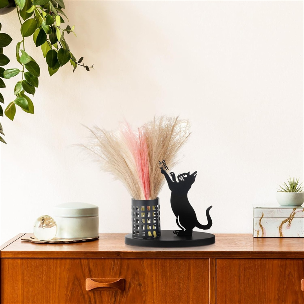 Cat Pencil Holder for Desk Organizer Pen Bedroom/Office, Metal Cut Home Decor Table Centerpiece A-image-OPC-PJ899PK-NEW