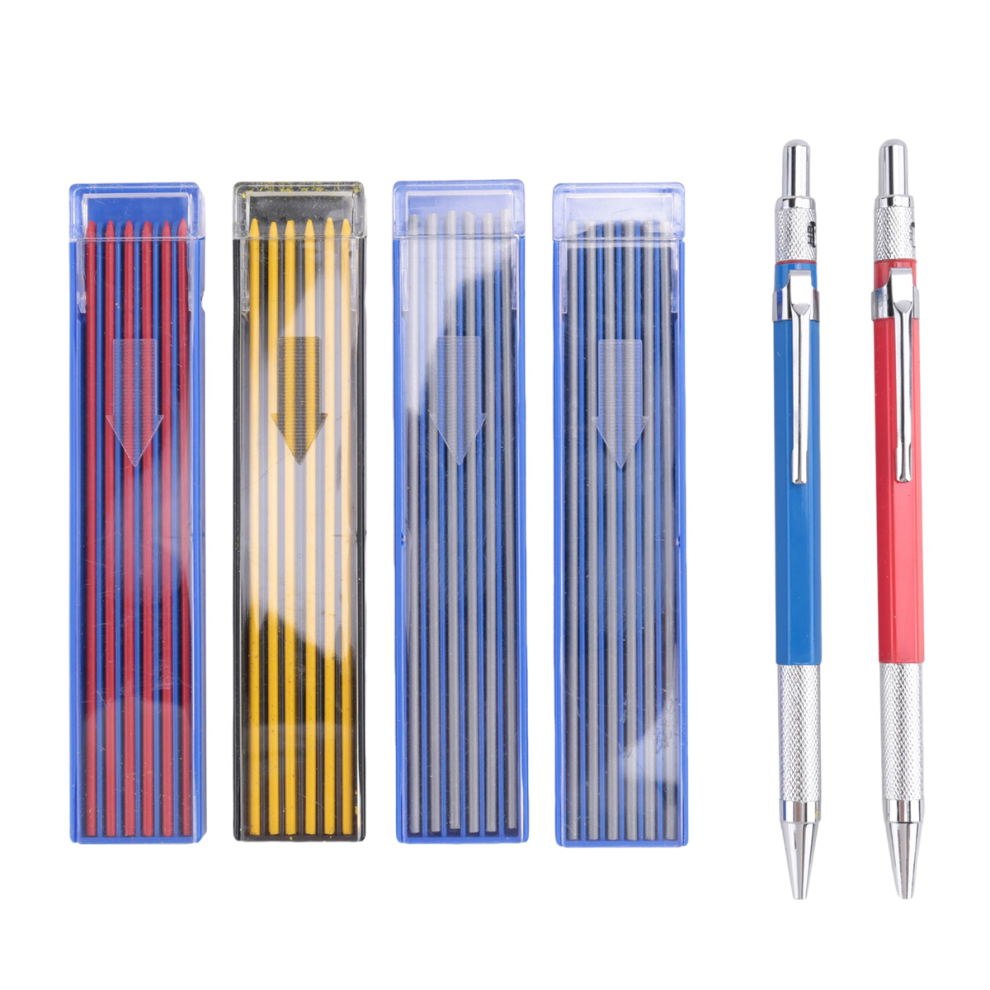 2Pcs Welders Pencil With 48 Pcs Round Refills Mechanical Pencils Metal Welding Marker For Tube Pipe Fitter/Welder 4853504612486
