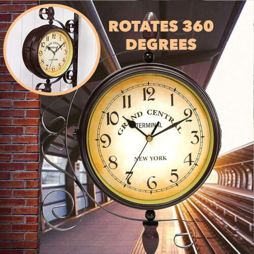 Living And Home Classic European Retro Double-Sided Wall Clock 28*37CM 2