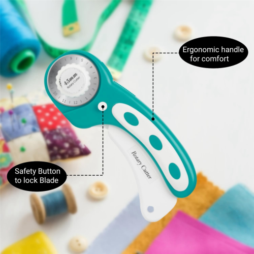 45mm Rotary Cutter for Fabric with 8Pcs Blades, Rolling Crochet Edge Skip Blade Perforating 1