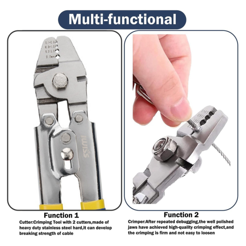 Wire Rope Crimping Tool,50FT Rope,Wire Tool Kit with 200PCS Aluminum Loop Sleeve,Wire 2