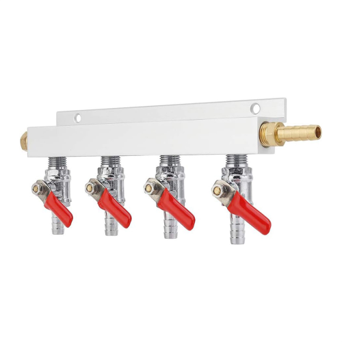 4-Way Gas Manifold 5/16inch Barbed Integrated Check Valve CO2 Distributor 1